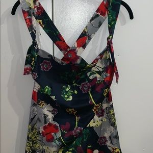 Patterned silk tank top